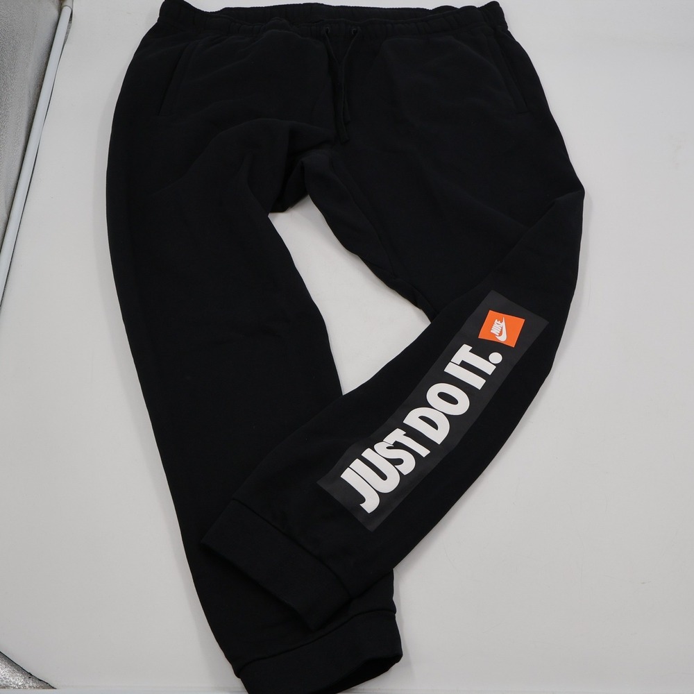 Nike Just Do It Joggers Mens XXL Black Fleece Sweatpants 928725-010 NEW